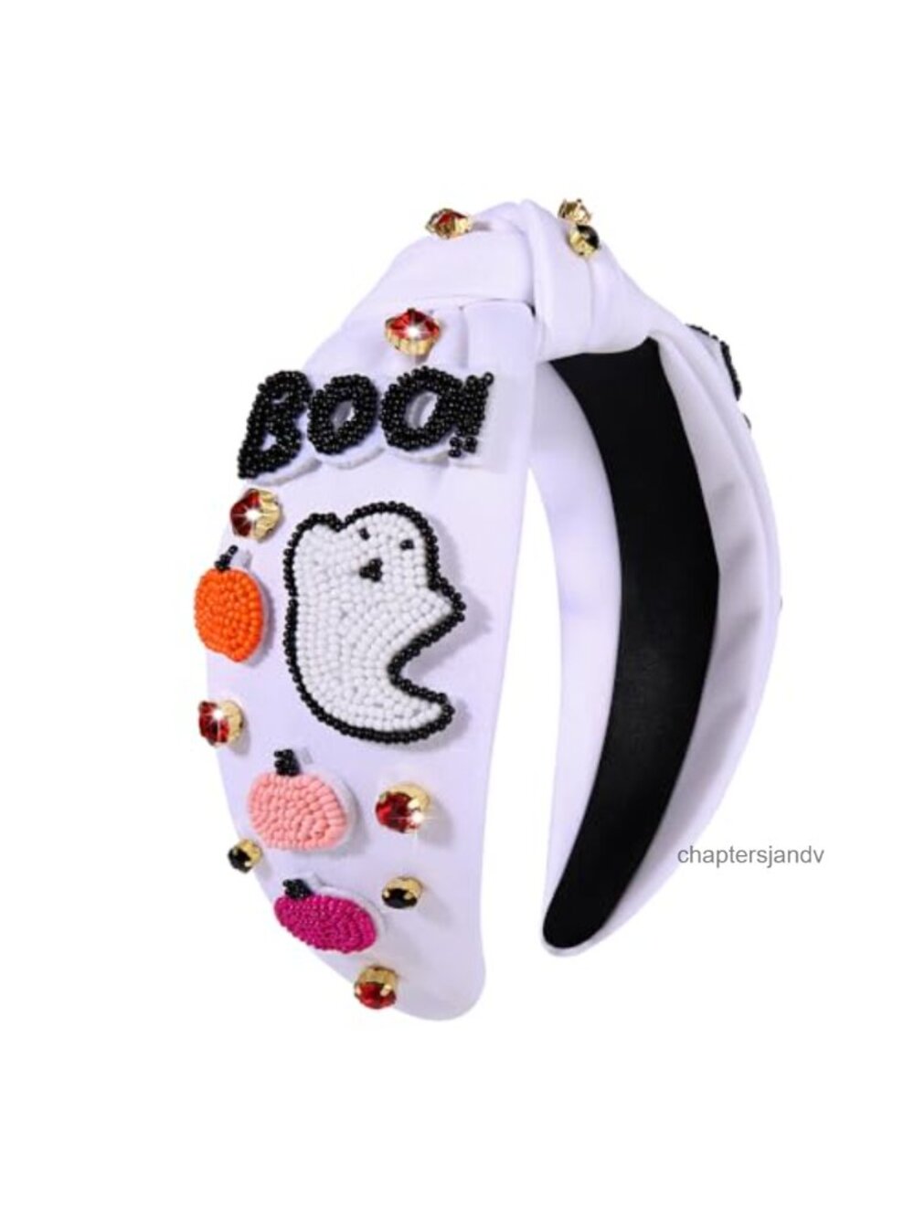 Halloween Knotted Headband Rhinestone Crystal Beaded Pumpkin Ghost Hair